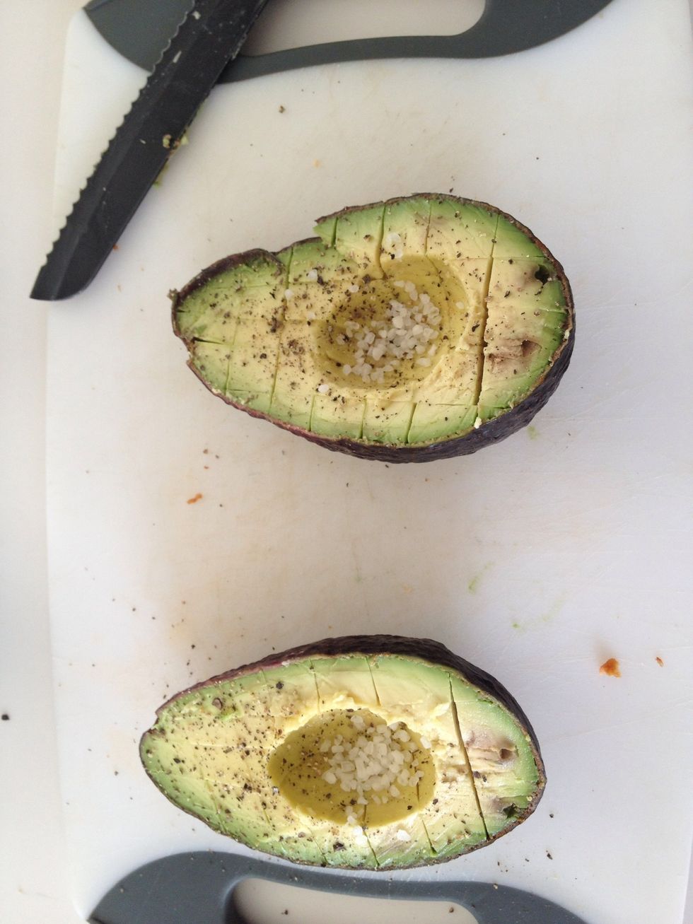 Sprinkle with sea salt and freshly ground pepper.