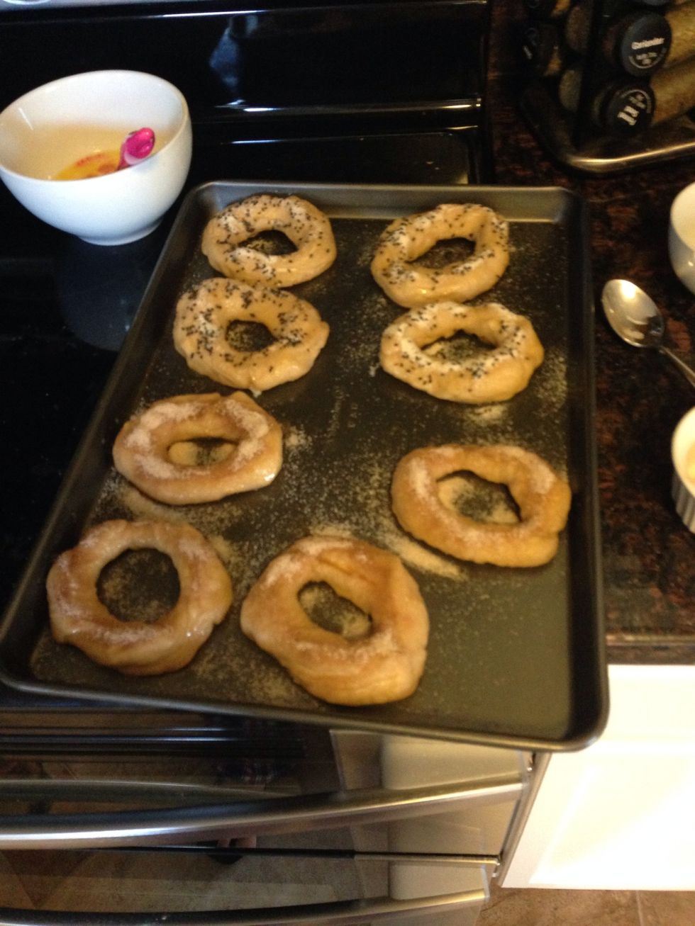 Sprinkle with toppings and bake for 20min.