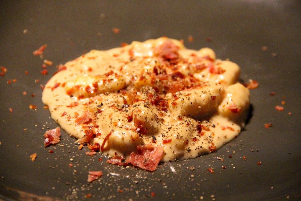 Sprinkle your chopped prosciutto bits...buon appetito