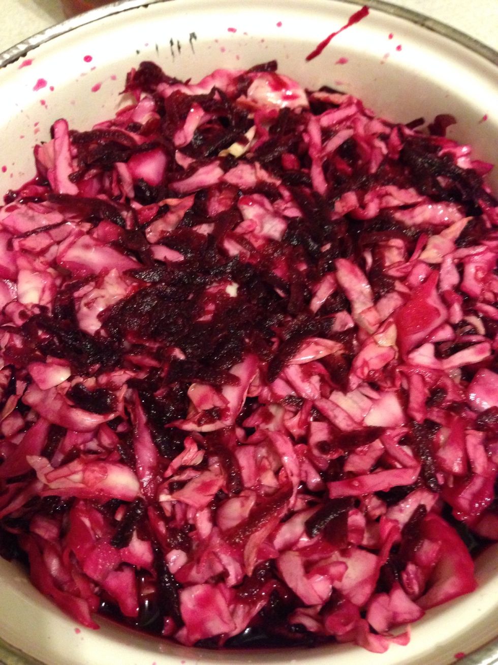 Squash the mix a bit (with your hand). Put the mix in a bigger bowl or a pan, put a plate over it and put something heavy on the plate.