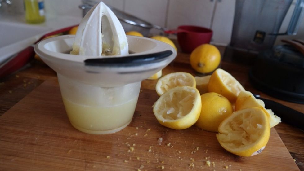 Squeeze 2 cups of lemon (or more)