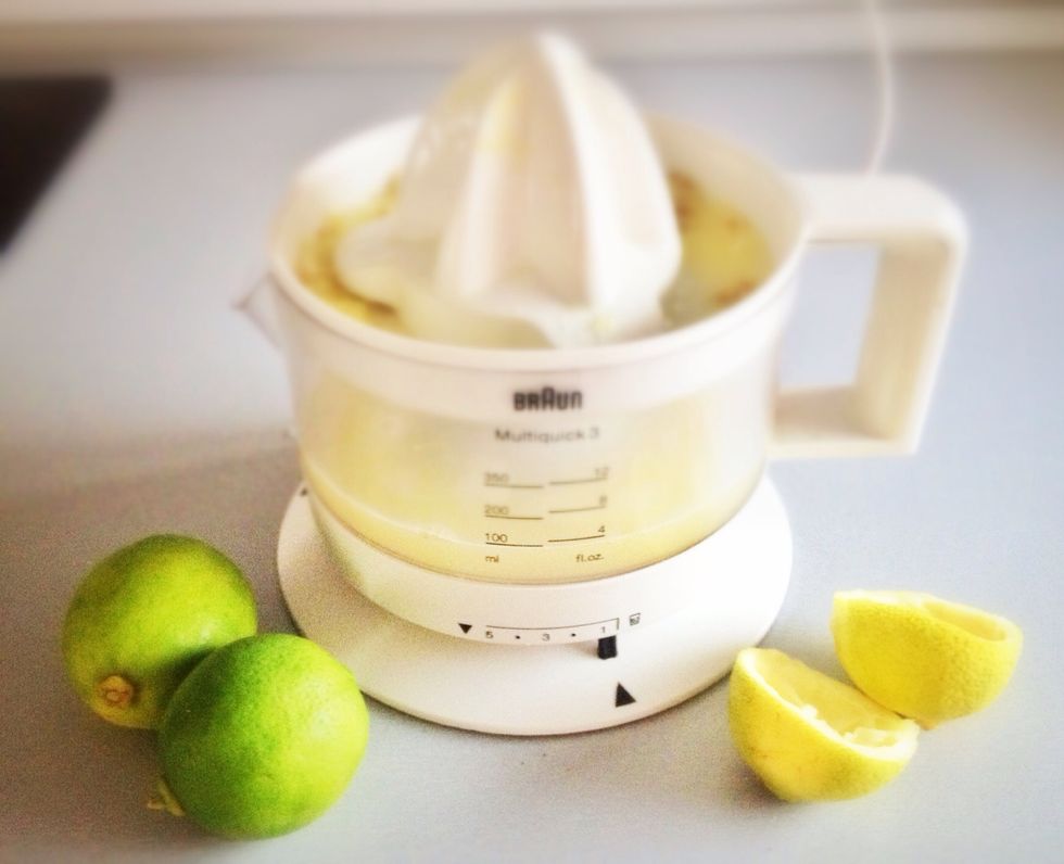 Squeeze 3 or 4 limes/lemons. You gotta get ~100 ml of juice (1/3 of a glass).