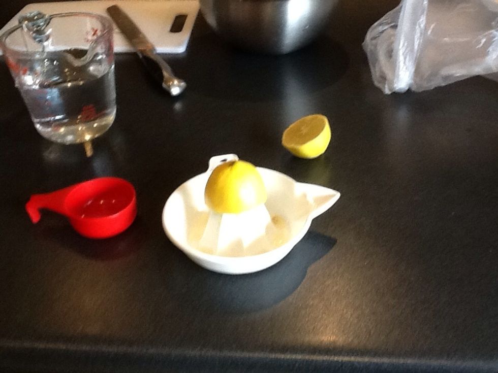 Squeeze a 1/4 of a cup of lemon juice