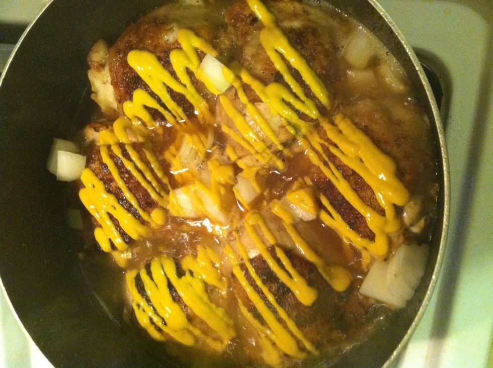 Squeeze about 3 tablespoons of mustard into it