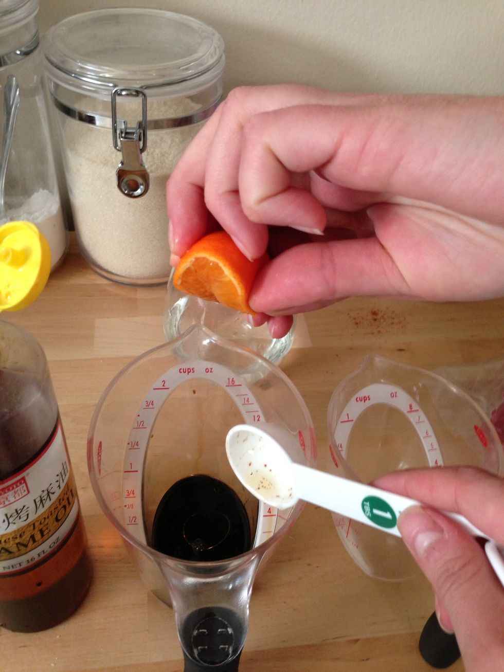 Squeeze an entire orange into the mixture.