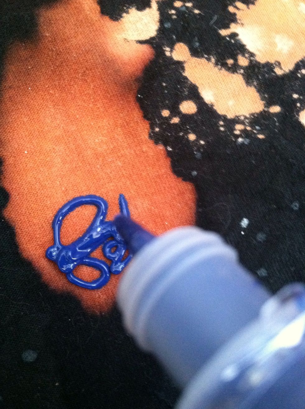 Squeeze blue paint on galaxy...