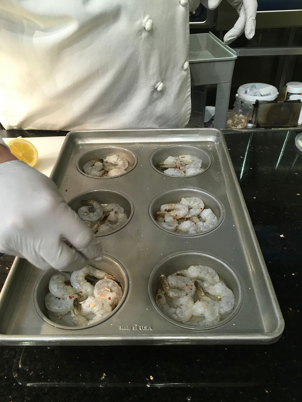 Squeeze Fresh lemon juice over the shrimp.