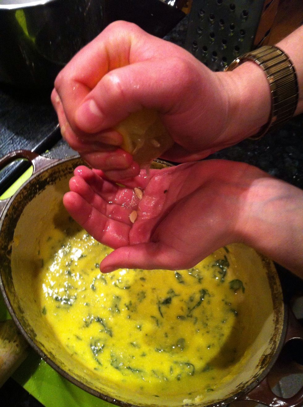 Squeeze half of lemon juice to it .... Have a try and see if u need more lemon is should be dominant flavour but not overpowering