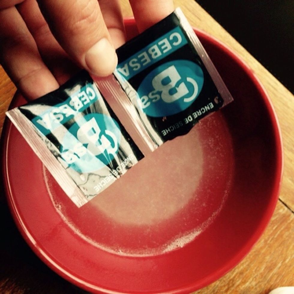 Squeeze in the squid ink from the two sachets