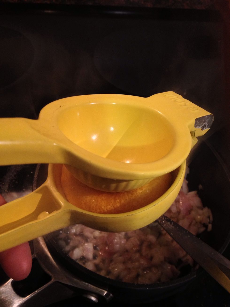 Squeeze in your lime juice and add your cooking wine.