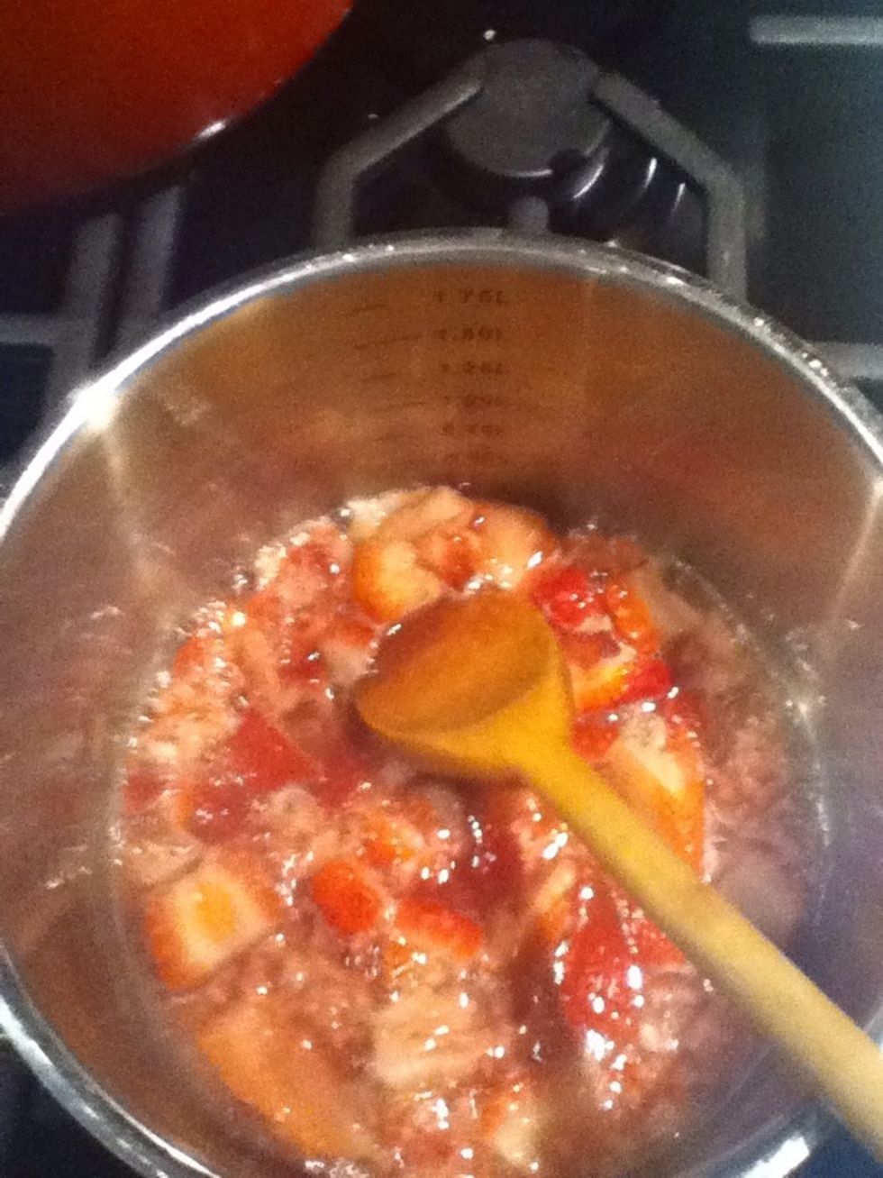 Squeeze it into the now boiling fruit. U want about (2 tbs?)