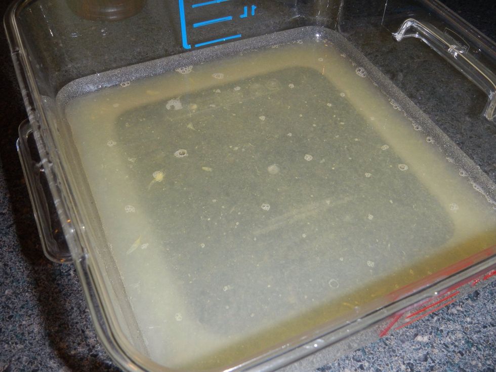 Squeeze lemons, remove seeds if they escape the juicer!