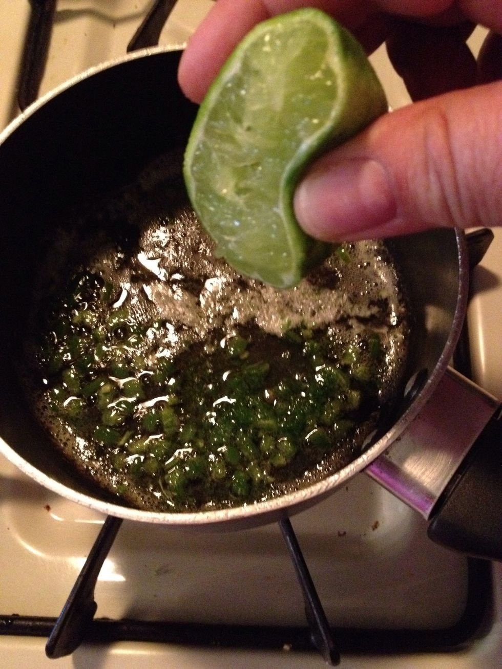 Squeeze lime in butter