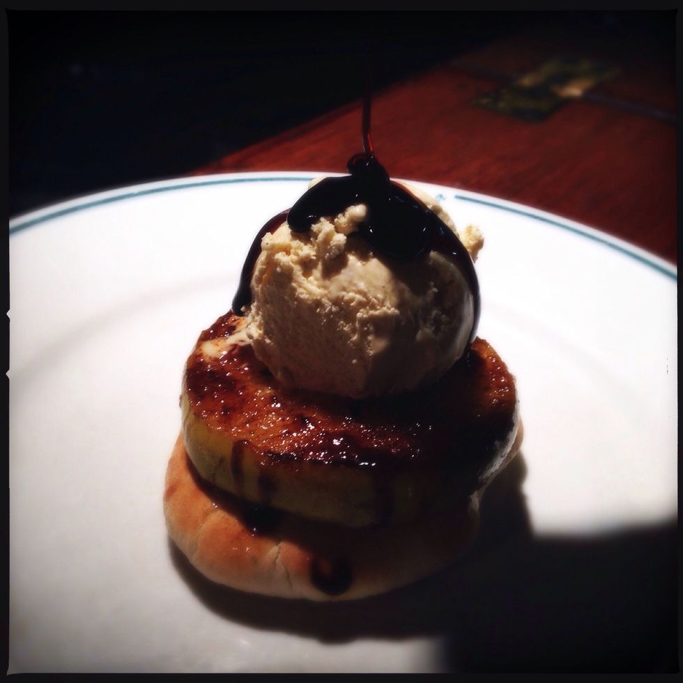 Squeeze on your homemade apple balsamic glaze (sugar, local La Robeline Normandy style cider, calvados, balsamic vinegar = reduce)