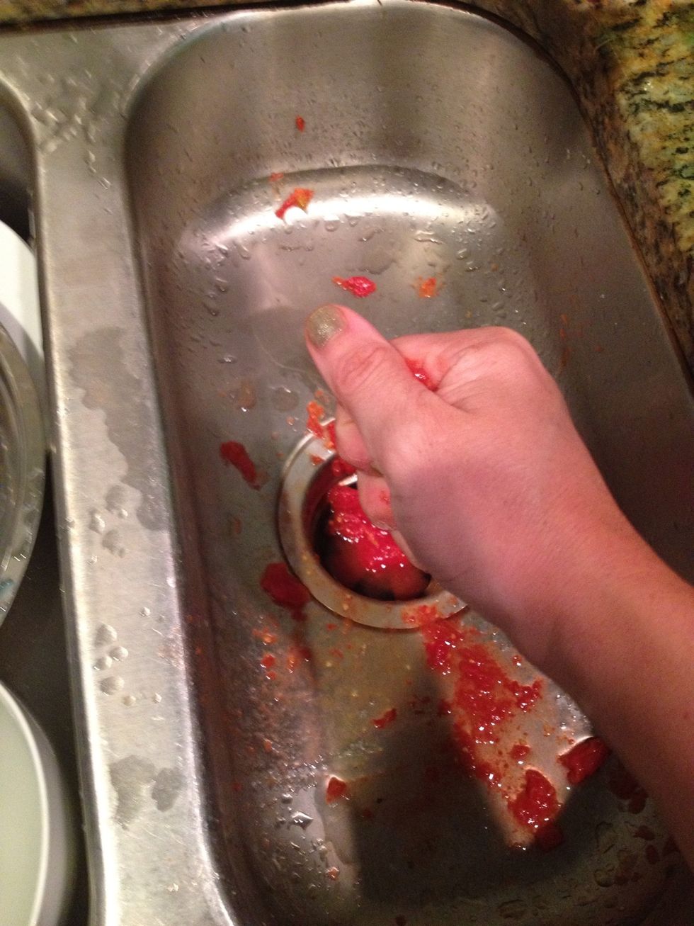 squeeze out as much of the liquid as you can but try to keep the majority of the goop. (the reason you squeeze out the juice is so that the salsa doesn't end up watery)
