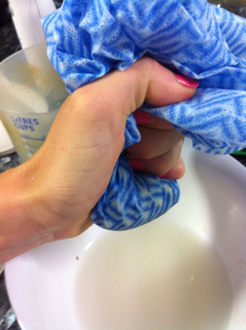 Squeeze out excess and repeat from set four with another cup of water