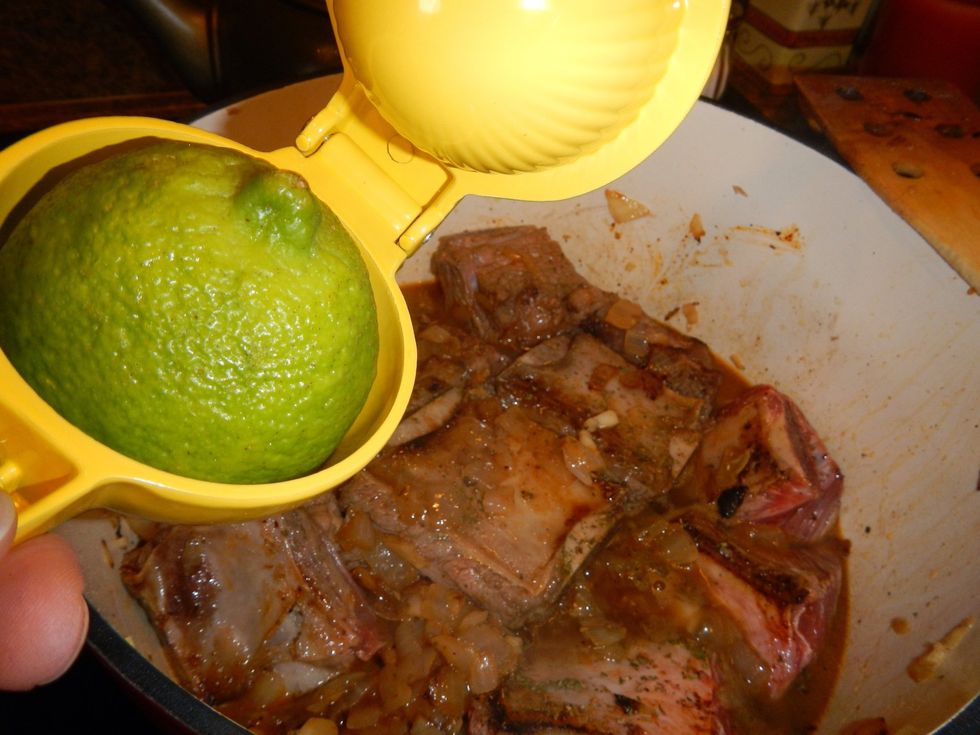 Squeeze the juice of one lime into the short ribs
