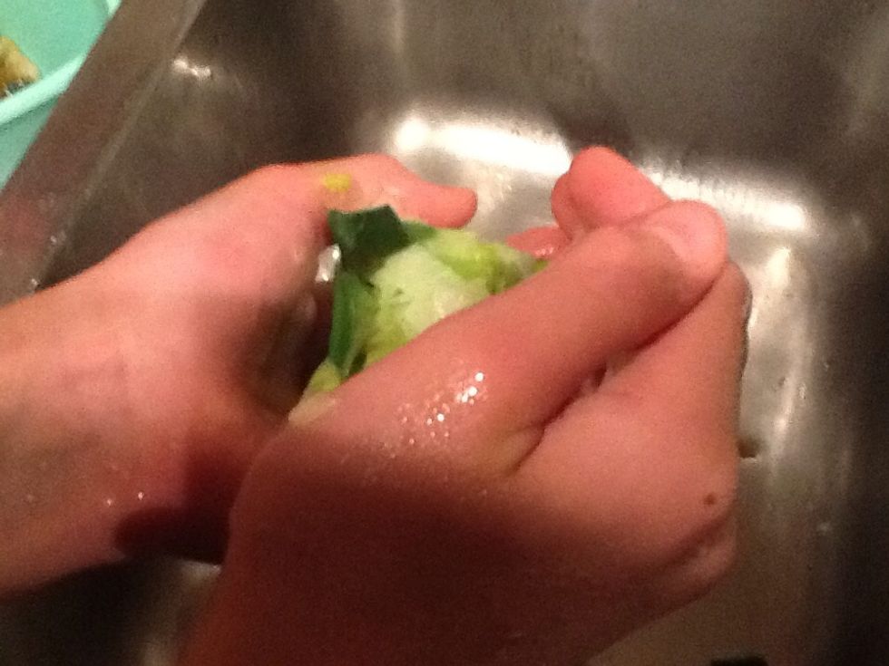 Squeeze water out of leek