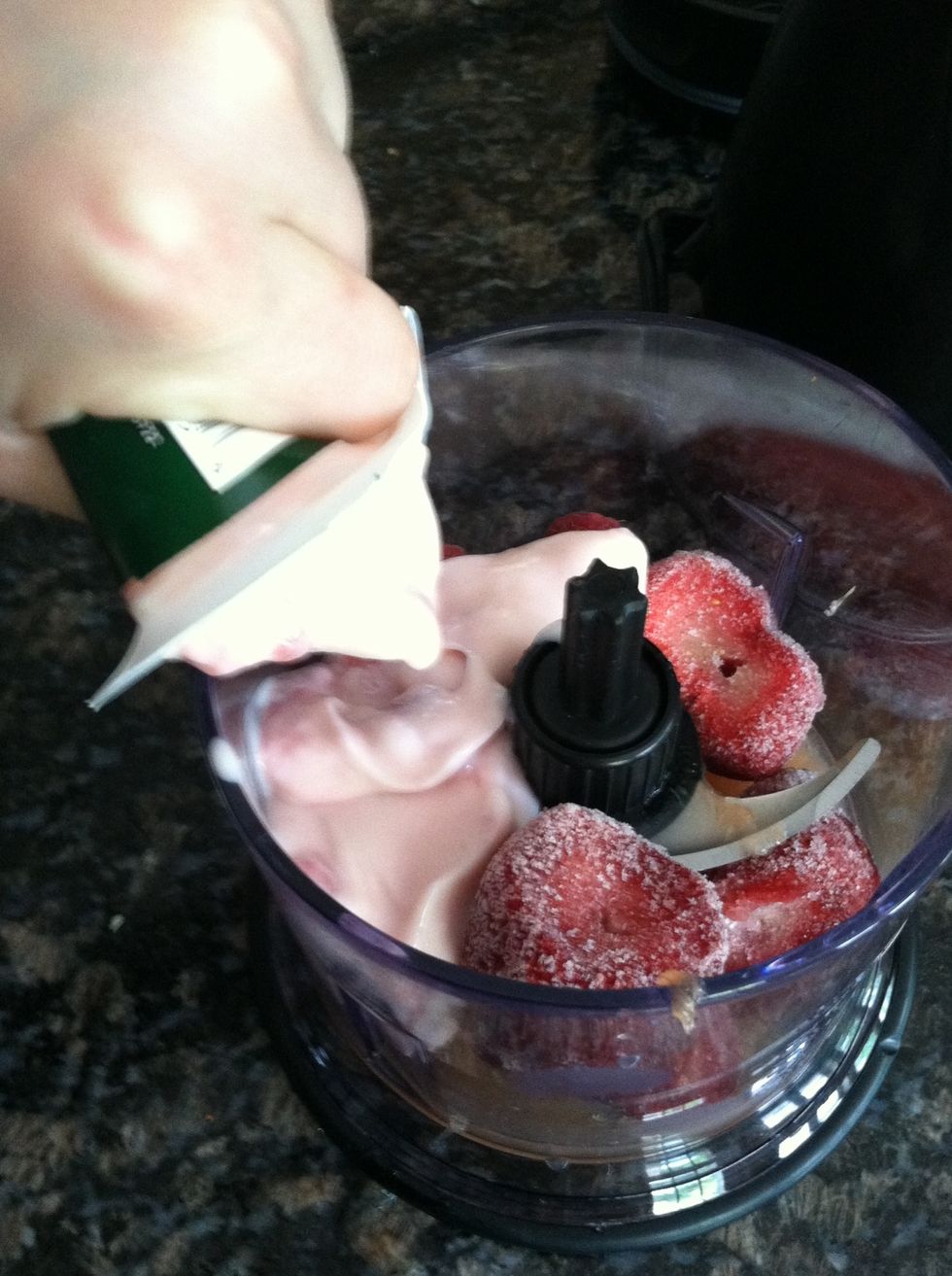 Squeeze you strawberry yogurt in. If you have sorbet or frozen yogurt that will work as well.