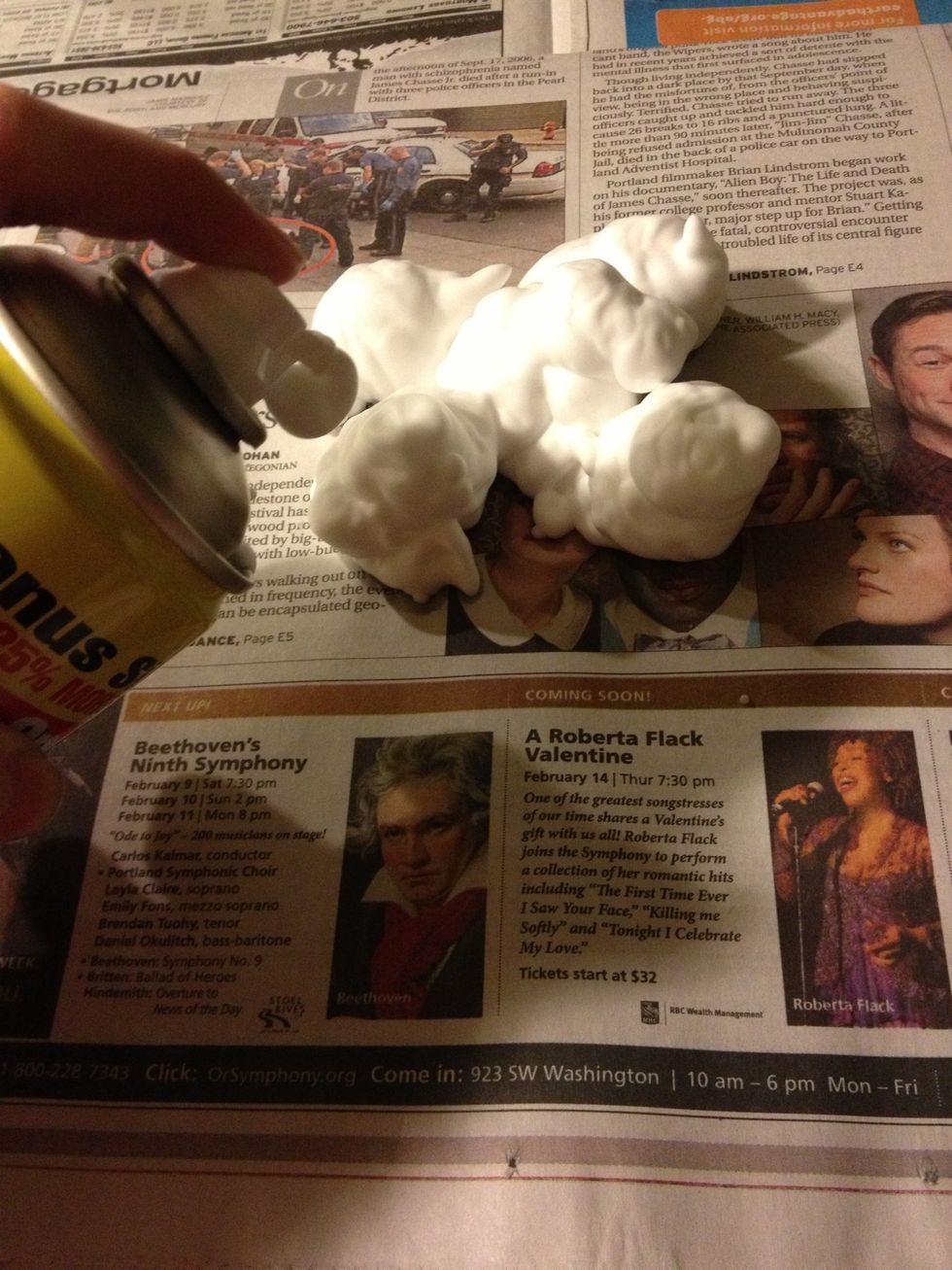 Squirt some shaving cream on the newspaper! As much as you'd like!