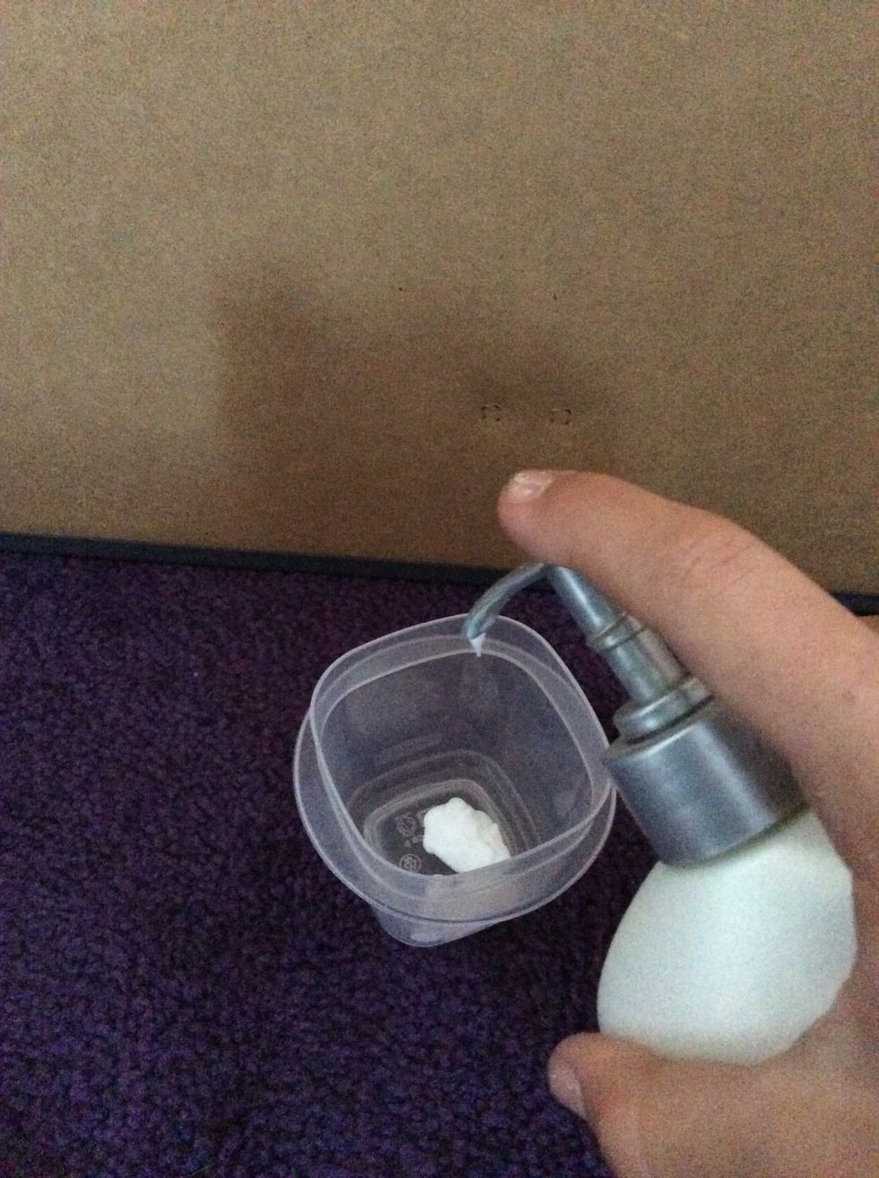 Squirt three pumps of lotion in your container