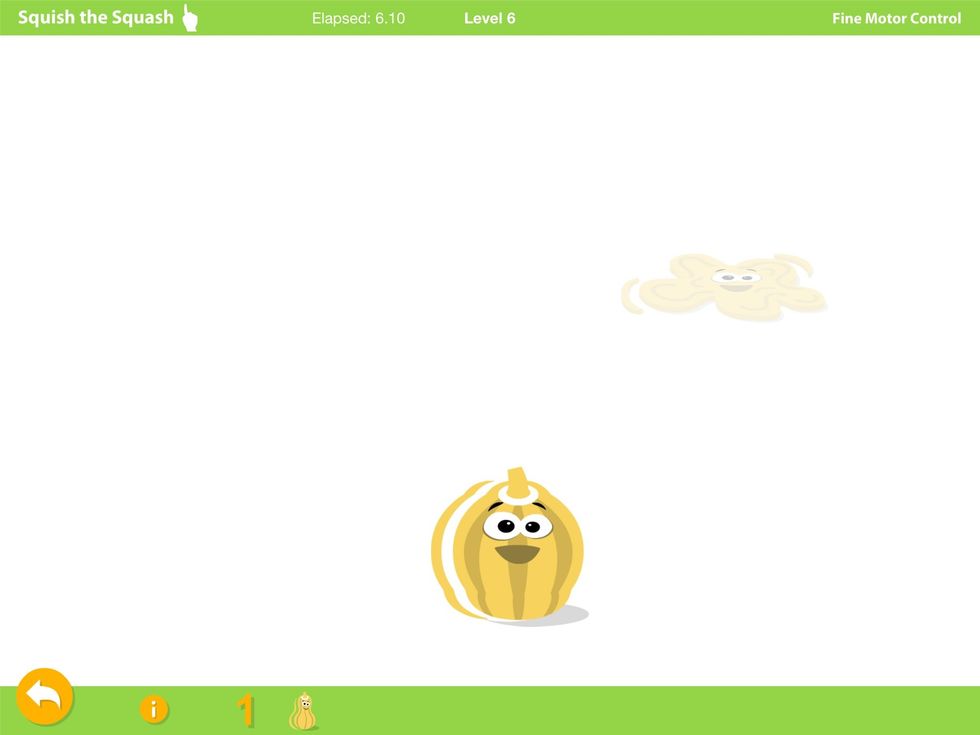 Squish the squash by placing finger directly over squash with an appropriate amount of force. The goal is to squish as many squash as possible within the allotted time frame.