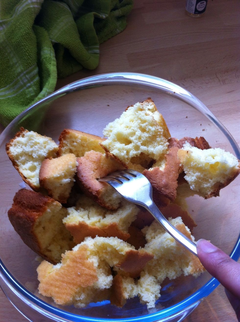 Stab at it with a fork then use your hands to make it crumbly.