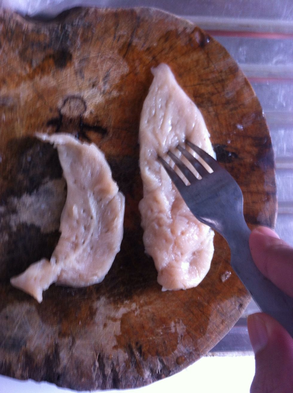 Stab the flatten fillet with fork to make hole.
