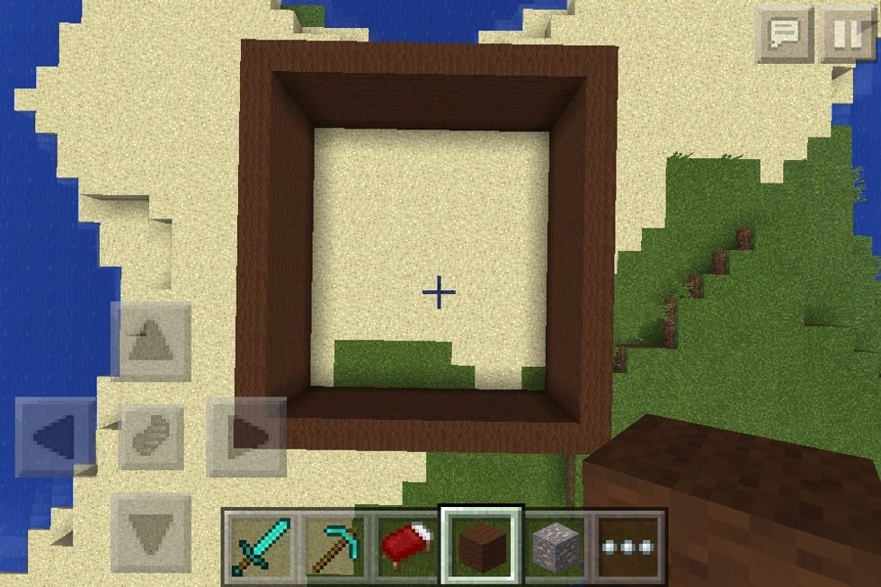 Stack 3 more times with brown wall. Then it should be 4 blocks tall.
