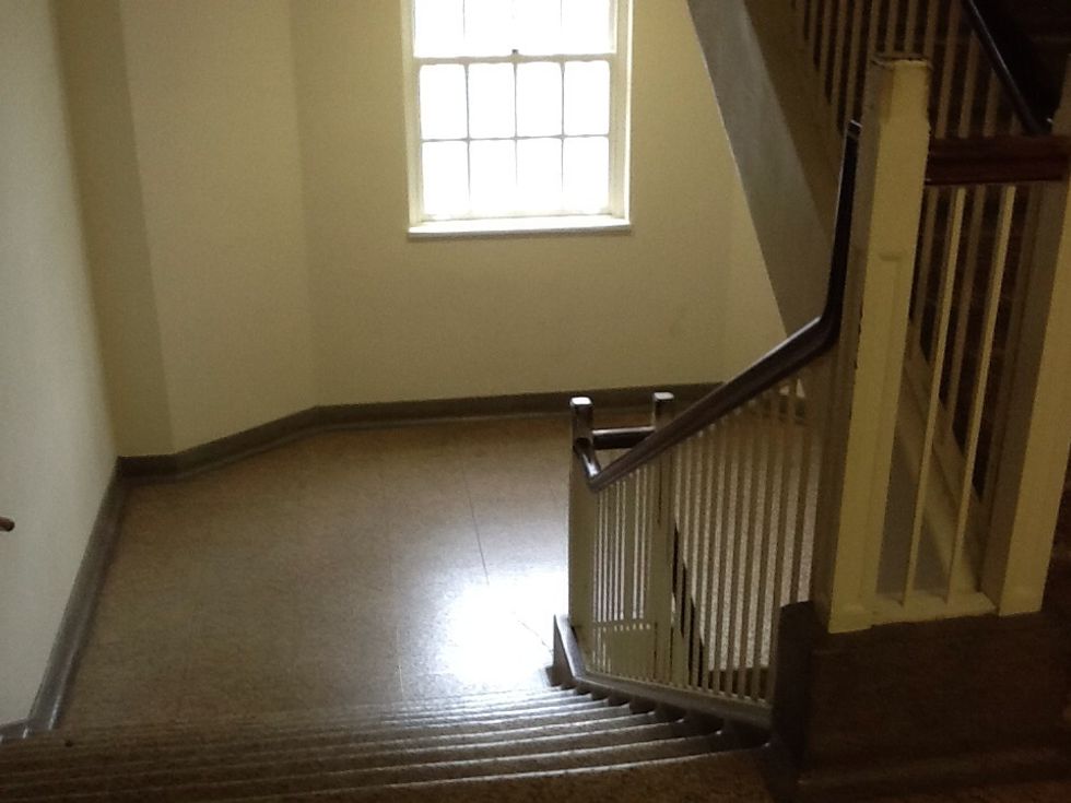 Stairwells echo & kids love to stomp! Even having 1/2 of the 50 kids talking at a normal. Volume will generate a crazy amount of noise! So...