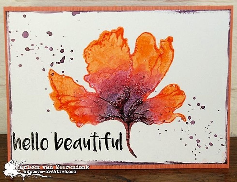 Stamp a text and create a card with cardstock.