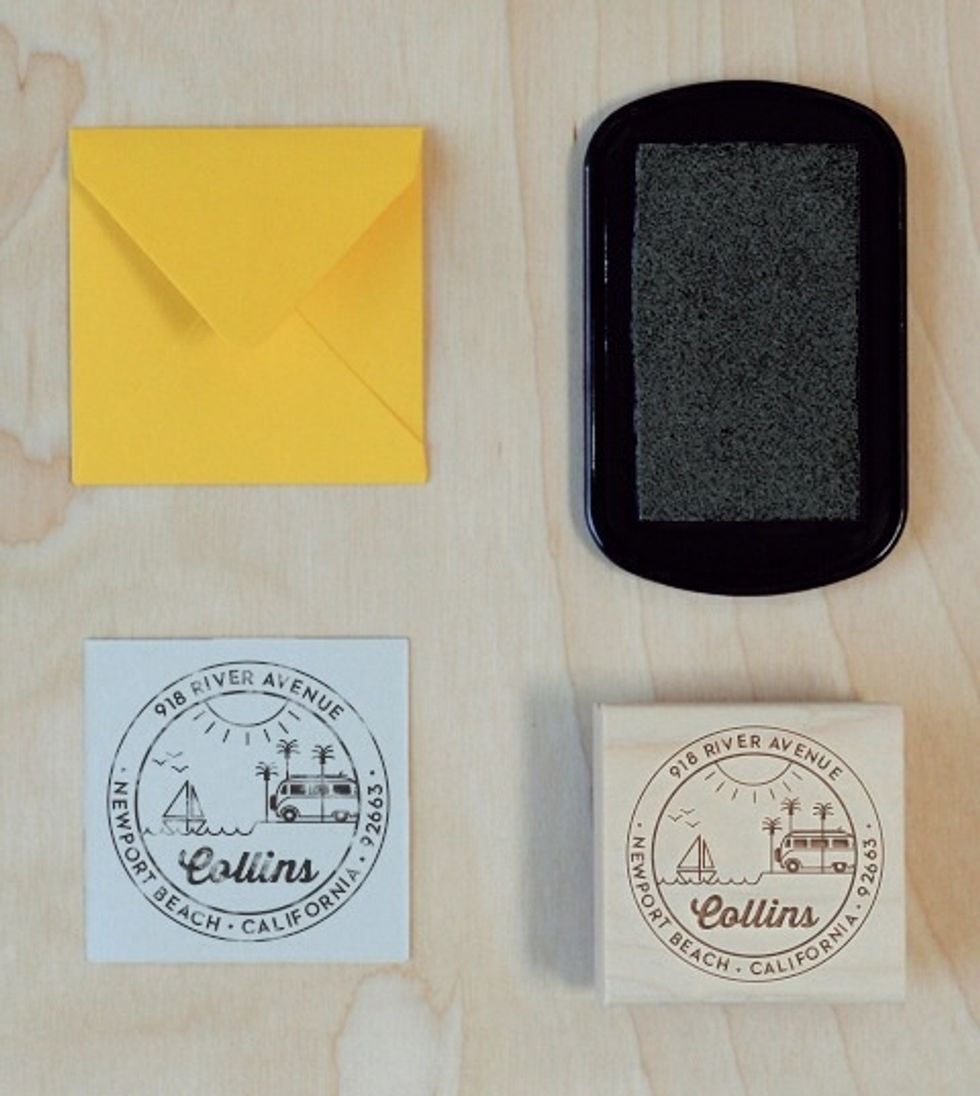 Stamp all the small square inserts with your new address stamp. Do not stack them, simply set them to the side allowing them to dry completely.