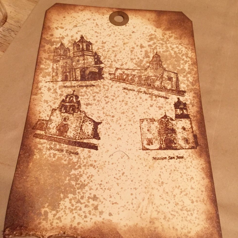 stamp missions with names below on tag using Chestnut Roan Chalk Ink