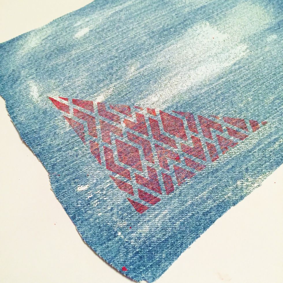 stamp on denim. note: i lightened my denim with a light wash of white paint.