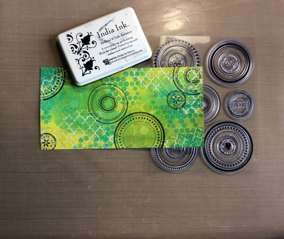 Stamp with archival ink using your favourite stamps. Ensure to apply images in various locations