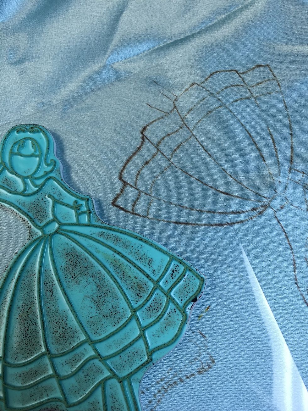 Stamp your fabric, mindful of your color scheme