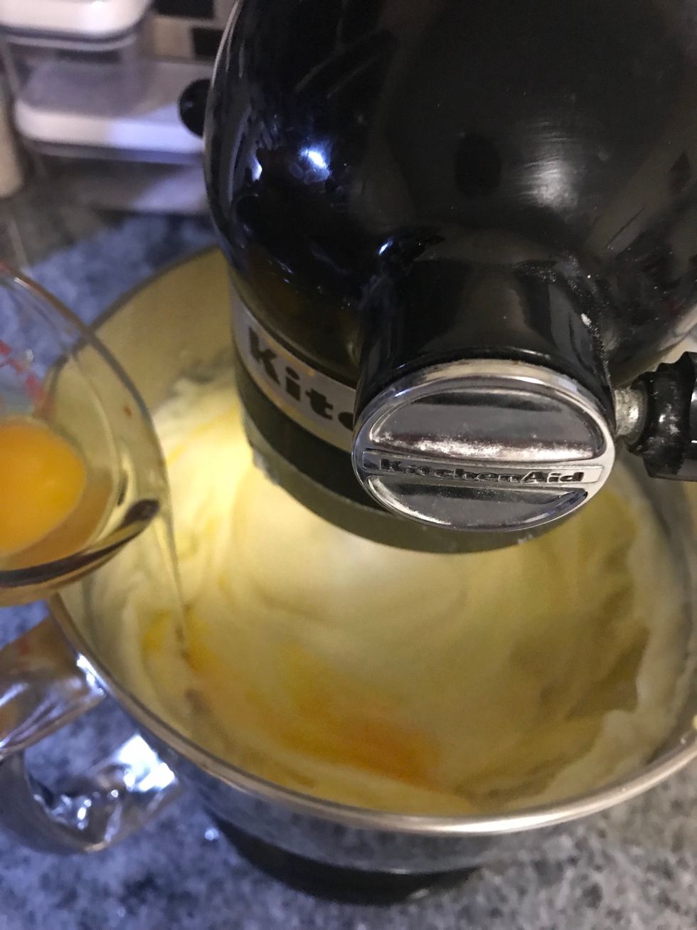 Start adding the eggs one by one until combined.