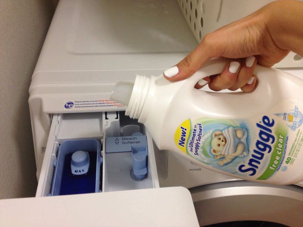 Start adding your detergent and fabric softner to the compartment provided by your washer.