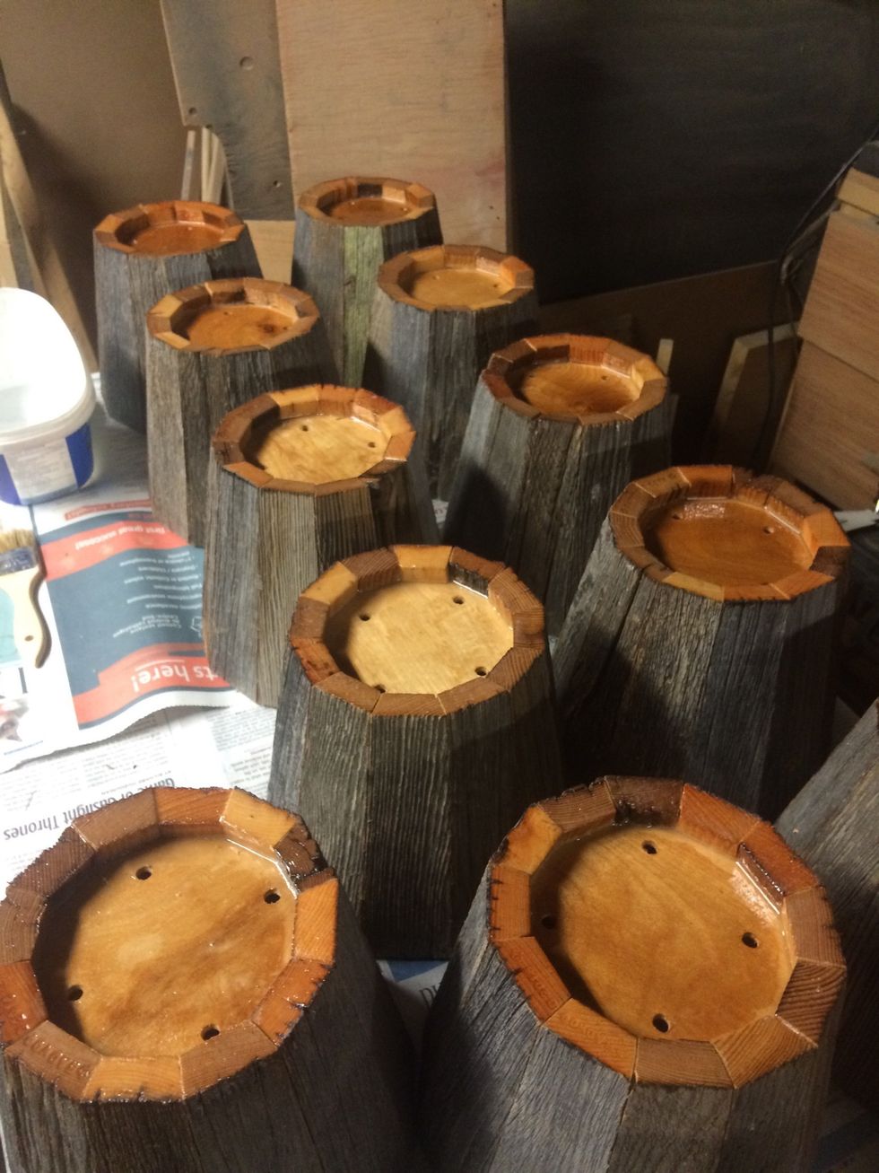 Start applying the epoxy. I start with the bottom first. After 2 thin coats I give it a quick sanding. Then put 2 more coats on. Thinner coats won't allow the epoxy to run.