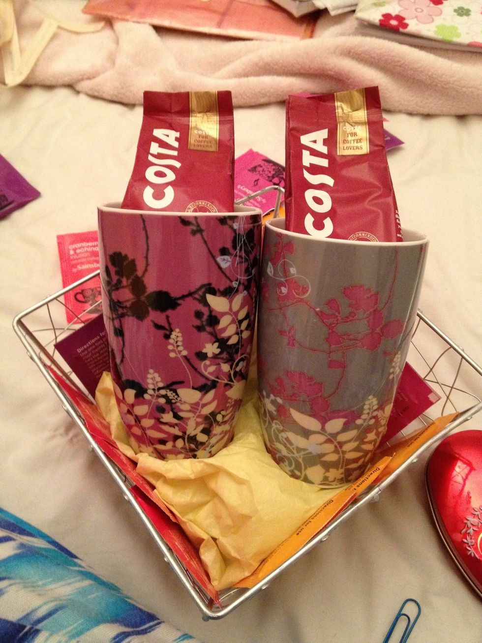 Start arranging cups and contents until your happy