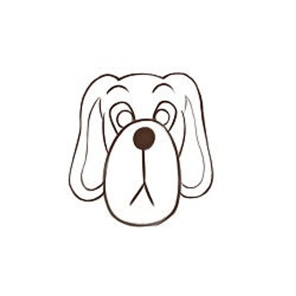 Start at one side of the circle and go up past the eyes and make an ear. Do the same on the other side.