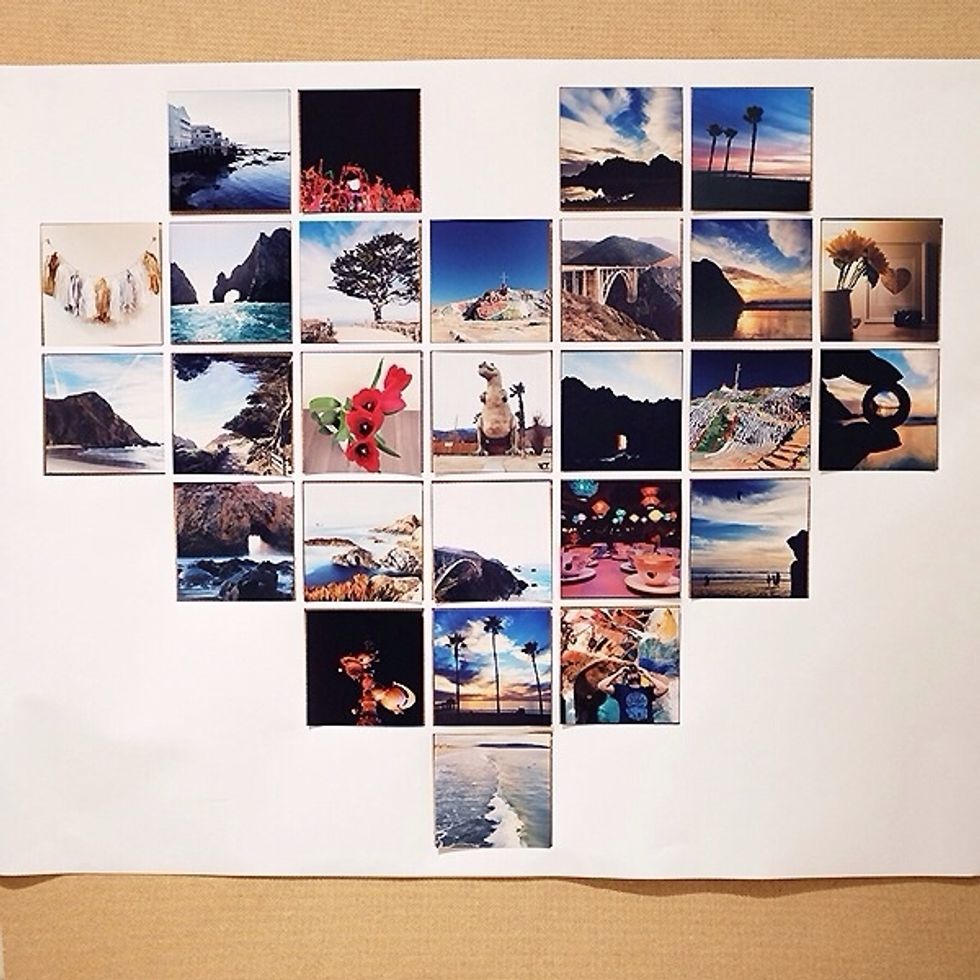 Start attaching your prints to the wall with the help of the collage and the double sided tape.