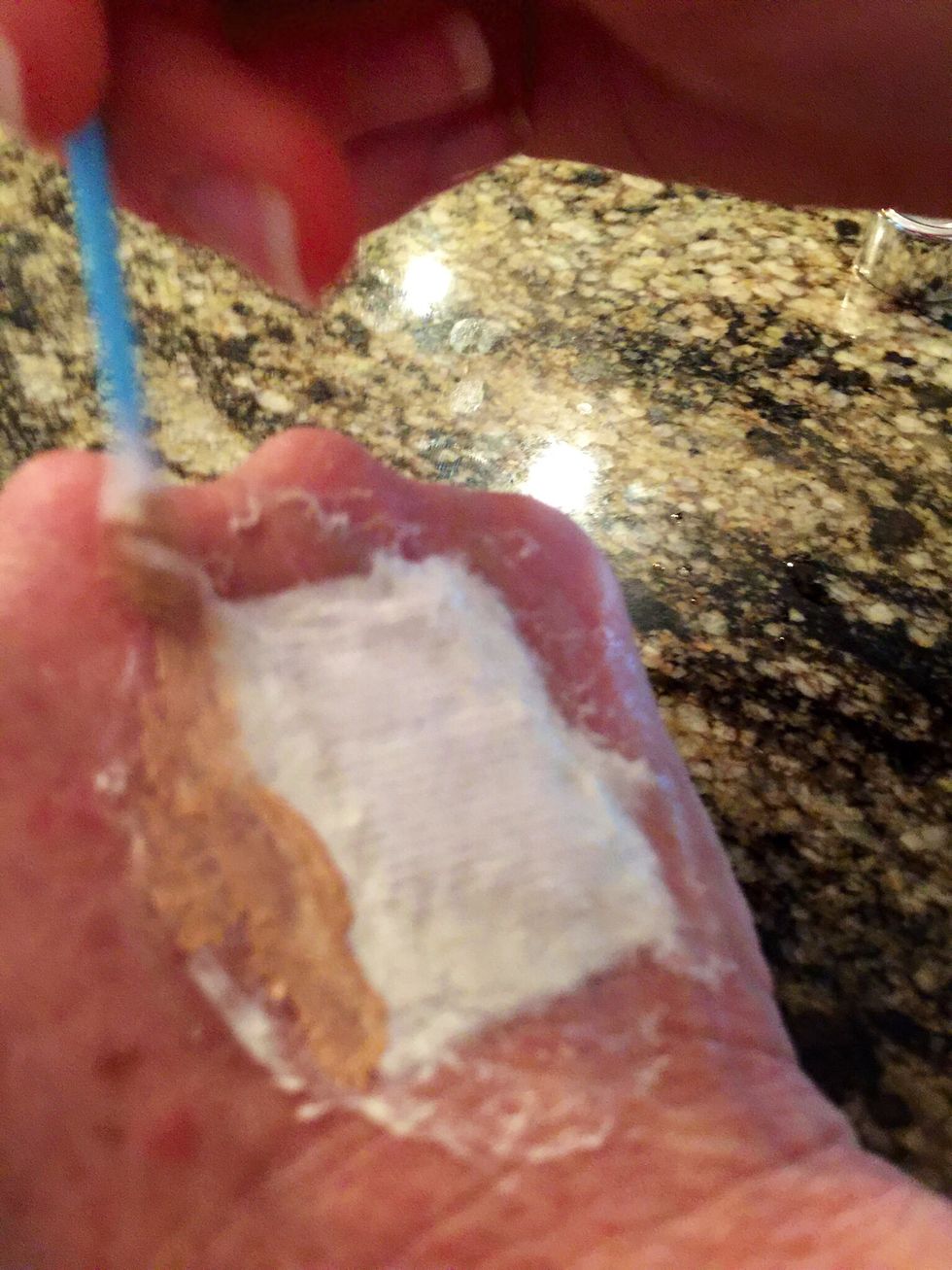 Start blending the foundation around the edges working into the middle.