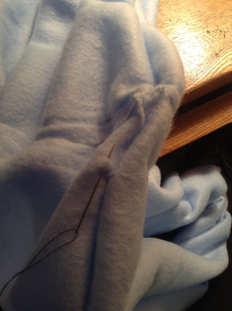 Start blind sewing. If I don't explain this well, look it up on YouTube, because I am not sure how to explain it. \ud83d\ude22 Put the needle through one side.