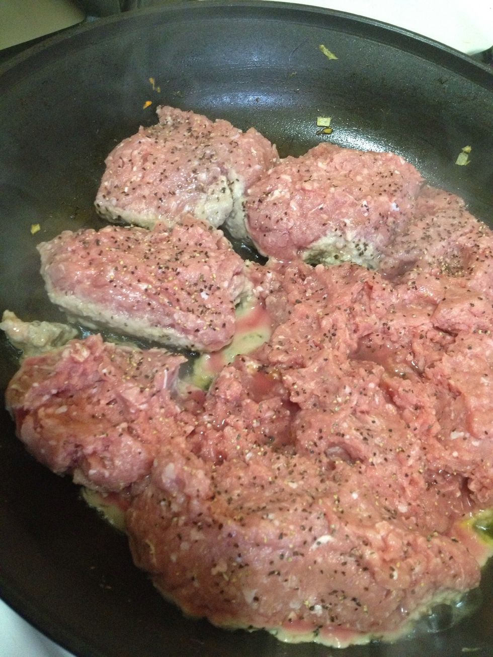Start browning the turkey meat adding a little salt & pepper