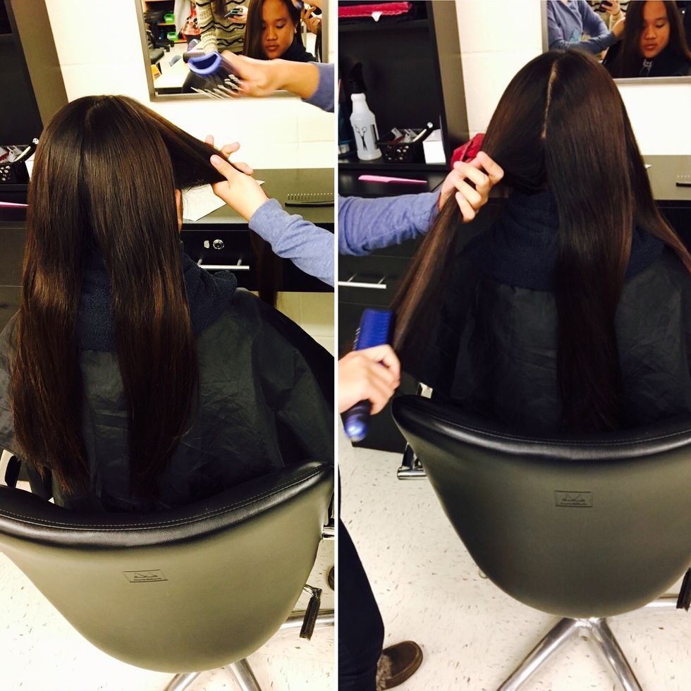 Start brushing the hair from the ends to top 3 times