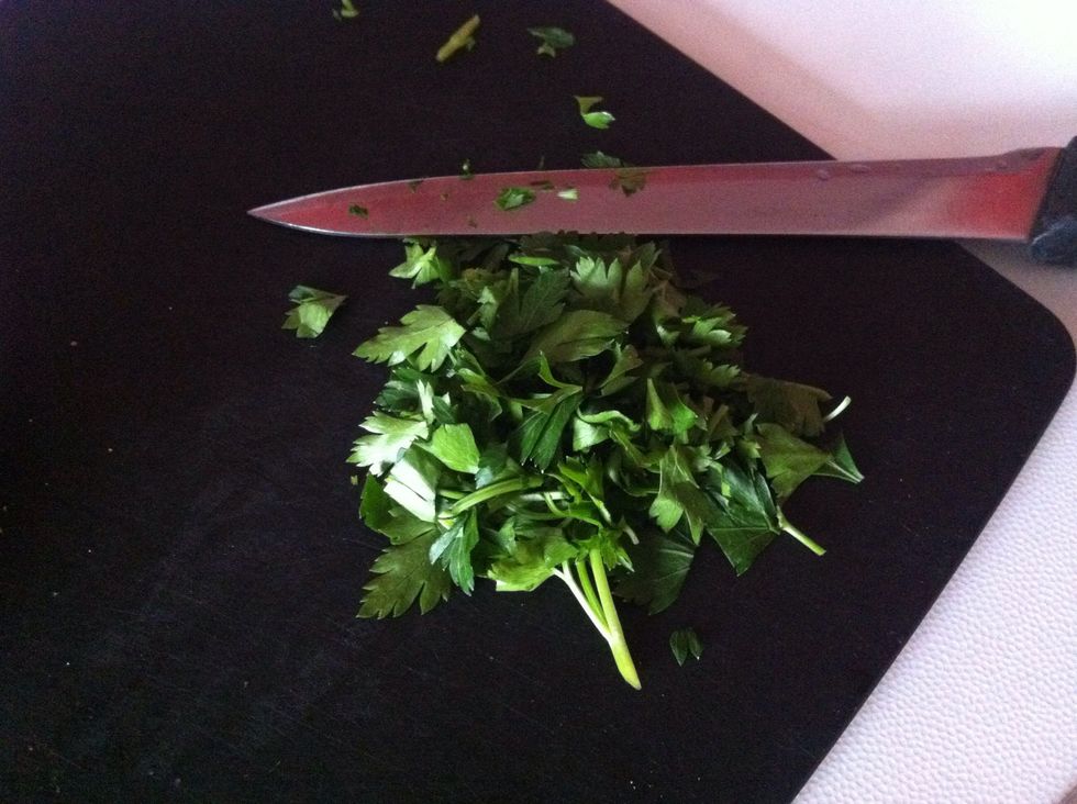 Start by cutting parsley.