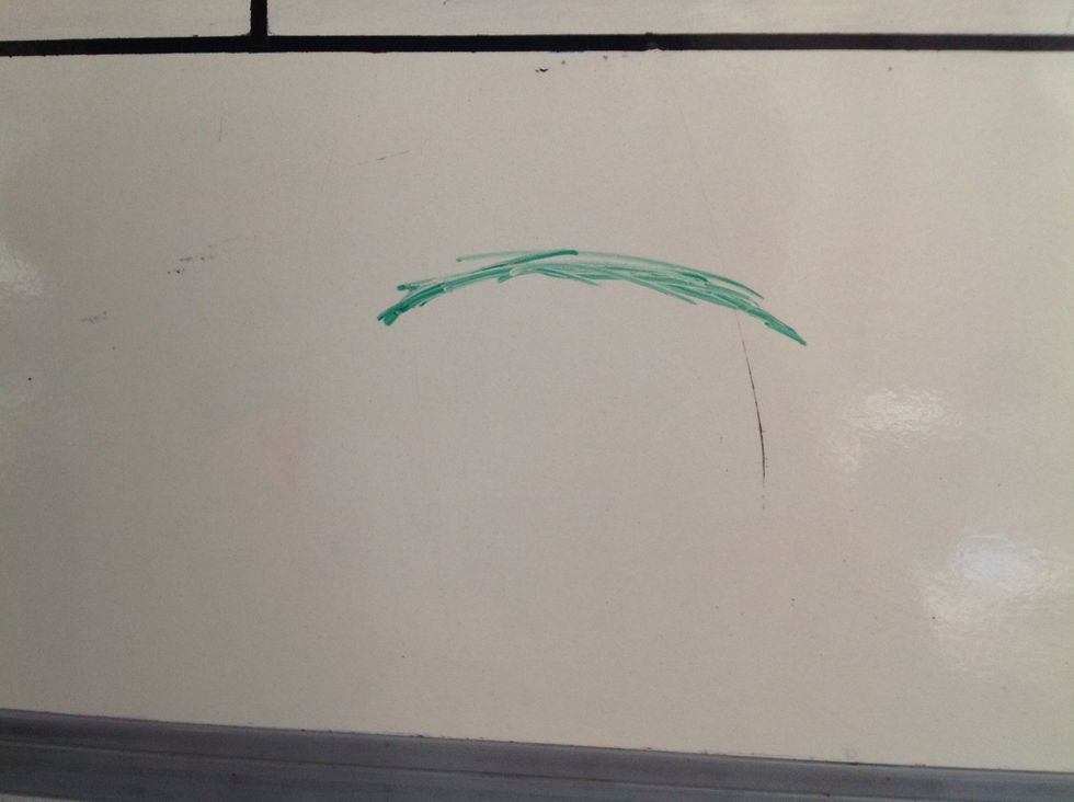 Start by drawing a thin line like a semi circle.