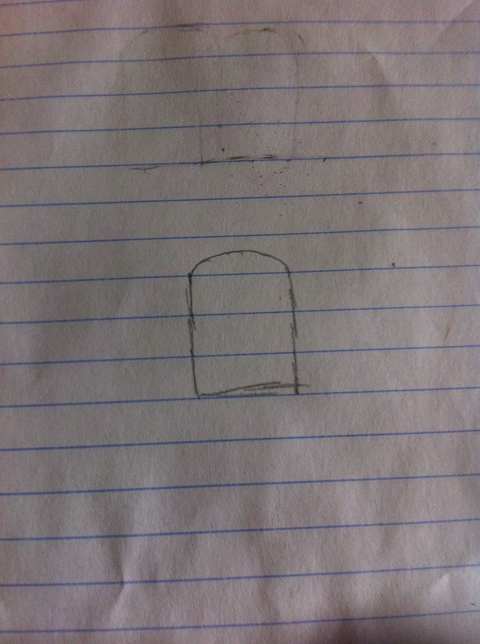 Start by drawing a tombstone shape for the body