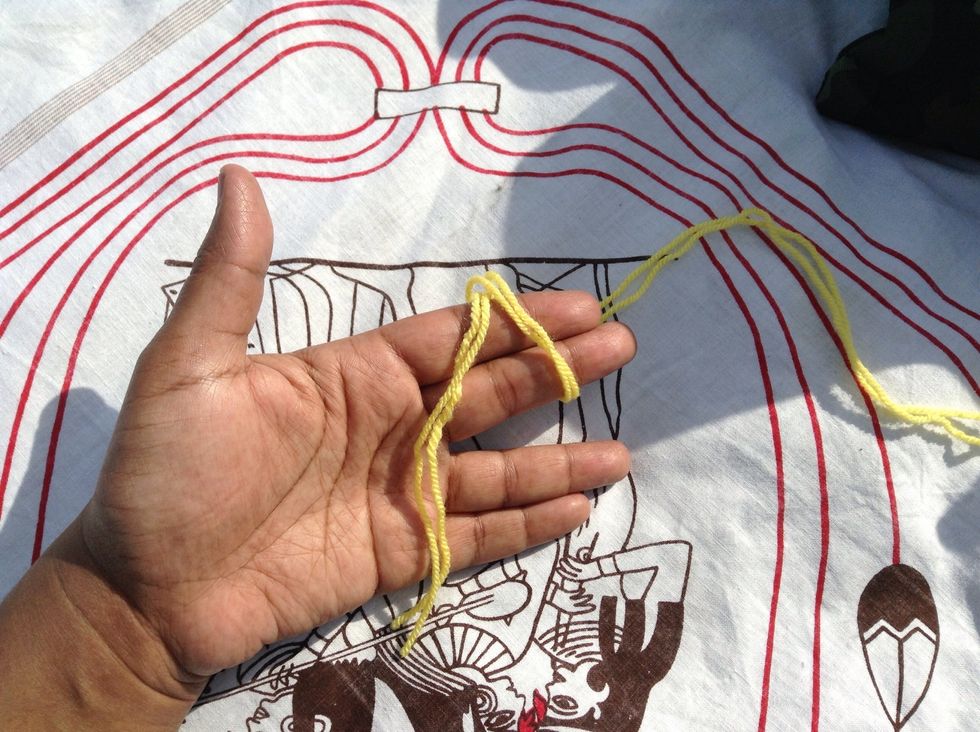 Start by making an adjustable loop. Wrap the yarn once around your two fingers and place the working yarn which falls behind your fingers across the top of the yarn end which falls across your palm.